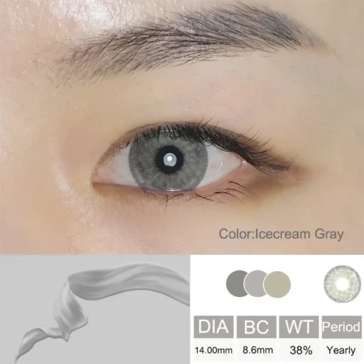 Icecream Gray contact lenses wearing detail