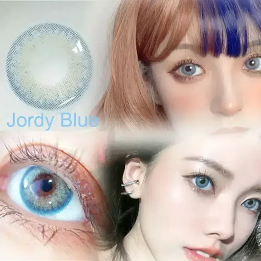 Jordy blue color contact lenses wearing effect