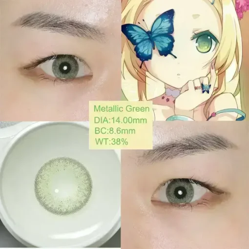 Metallic Green contact lenses color show