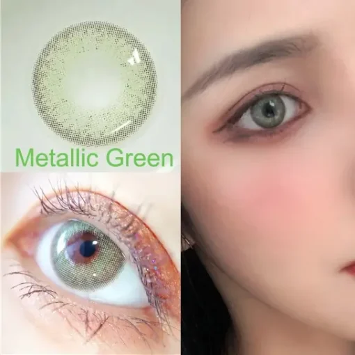 Metallic Green contact lenses wearing effect