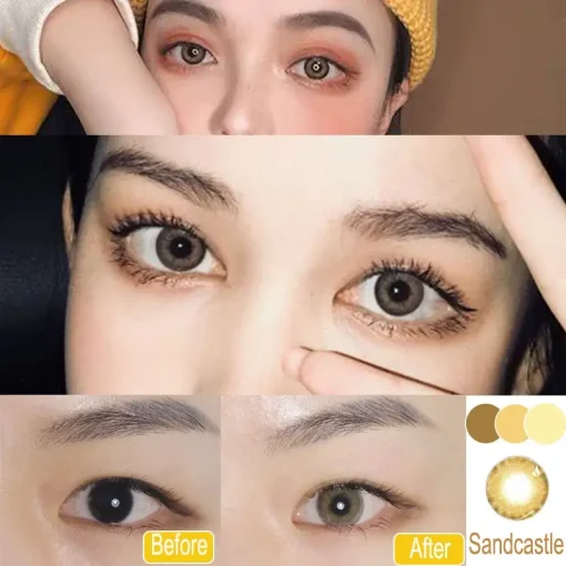 Sandcastle contact lenses Before and after wearing