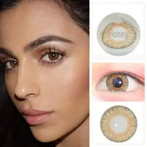 3 tone honey contact lenses color show