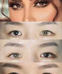 caramel brown contact lenses Before and after wearing