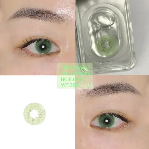 mint green colored contacts color show