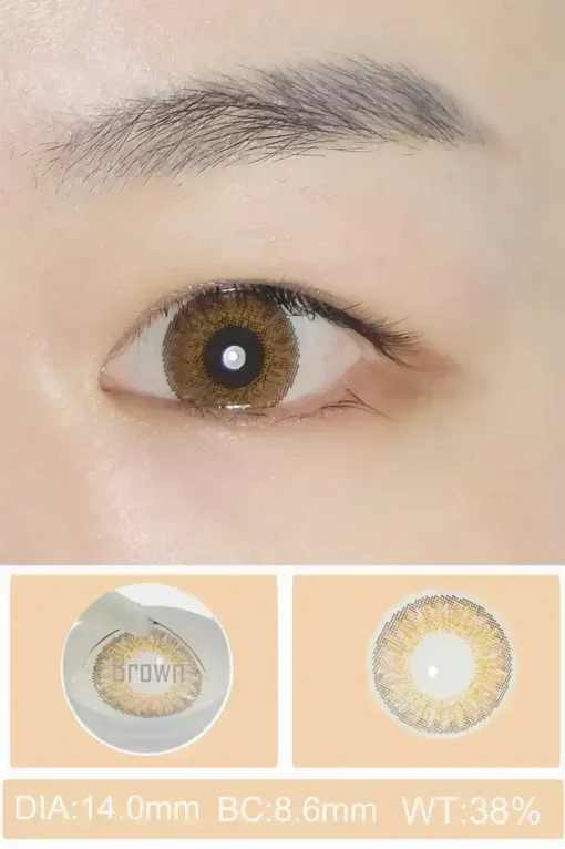 3 tone brown contact lenses color show