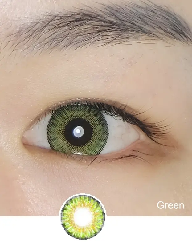 3 tone green contact lenses color show