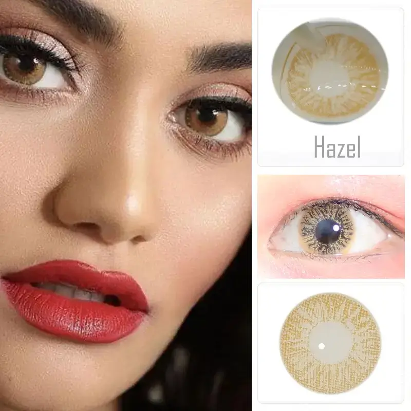 Natural 3 tone hazel contact lenses color show