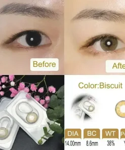 Biscuit Contact Lenses Before and after wearing