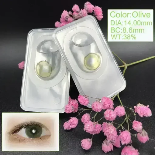 Olive green colored contact lenses Real shot