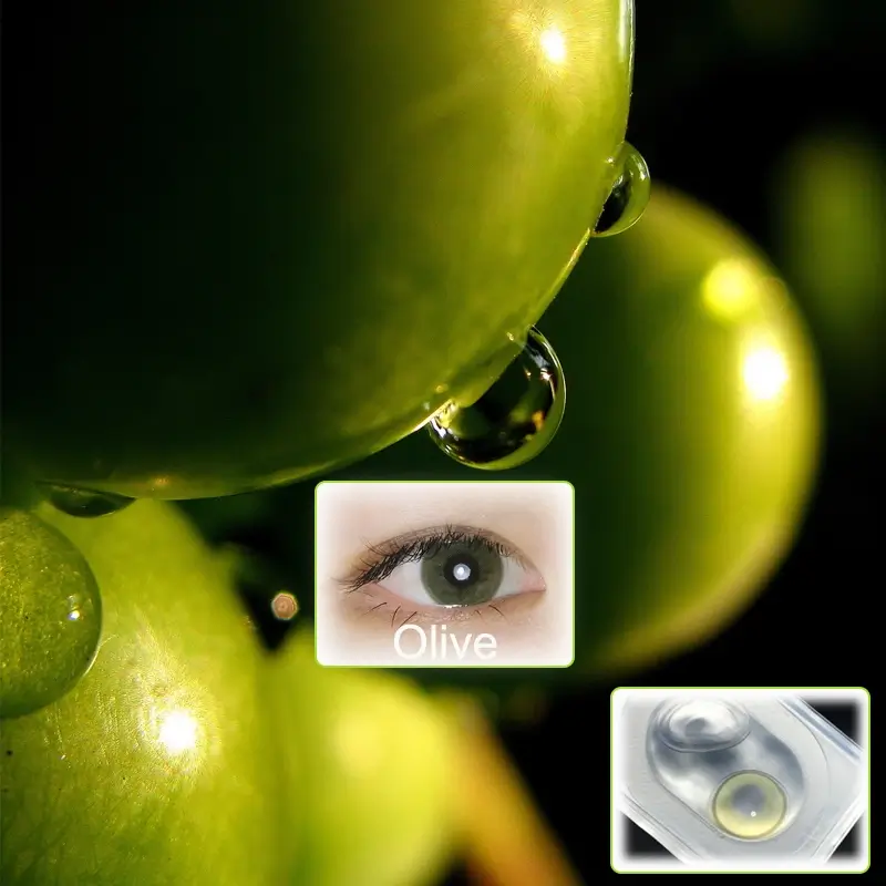 Olive green colored contact lenses characteristic