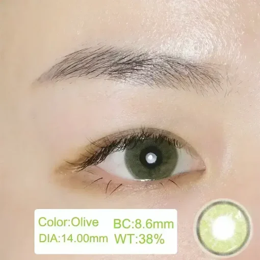 Olive green colored contact lenses color show