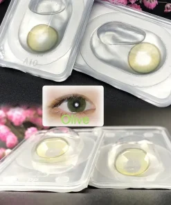 Olive green colored contact lenses show picture