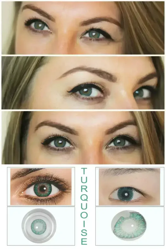 turquoise colored contacts From different angles