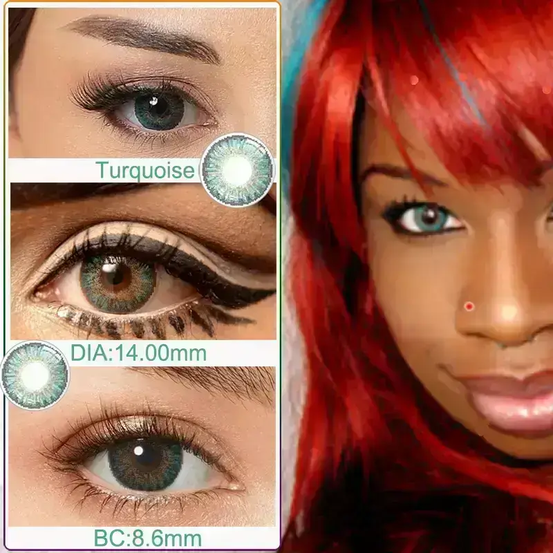 turquoise colored contacts on different eyes