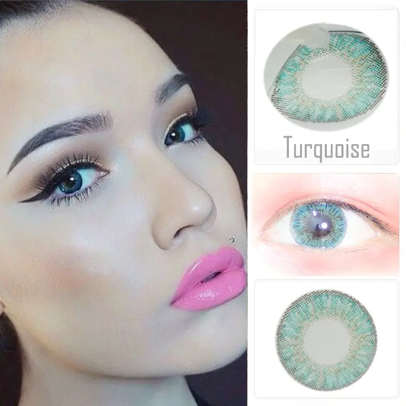 turquoise colored contacts show