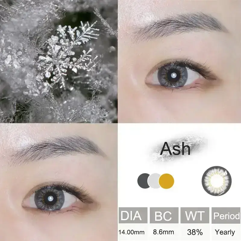Ash grey contact lens color show