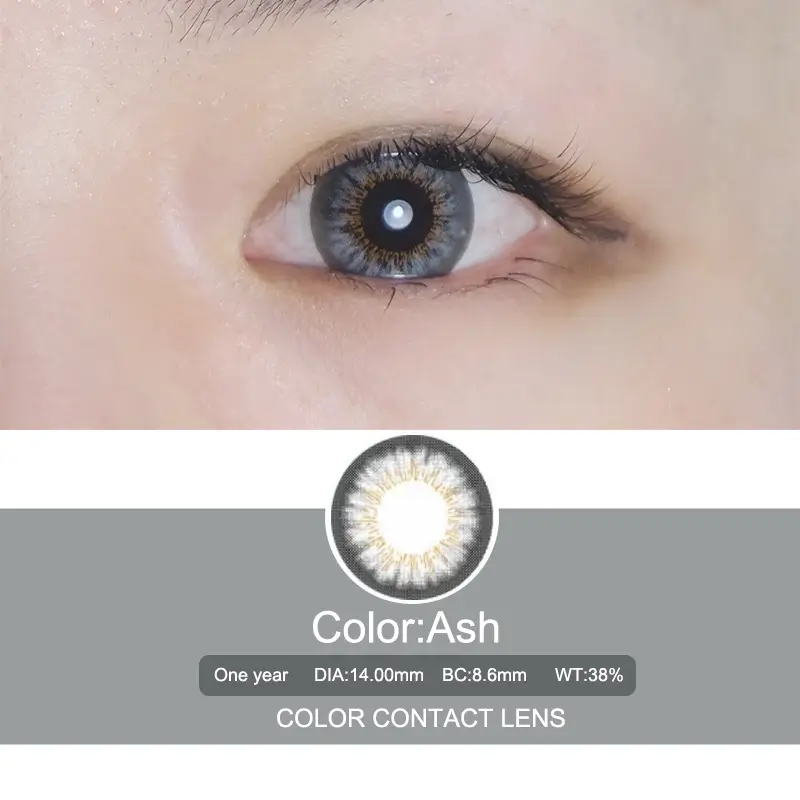 Ash grey contact lens show detail