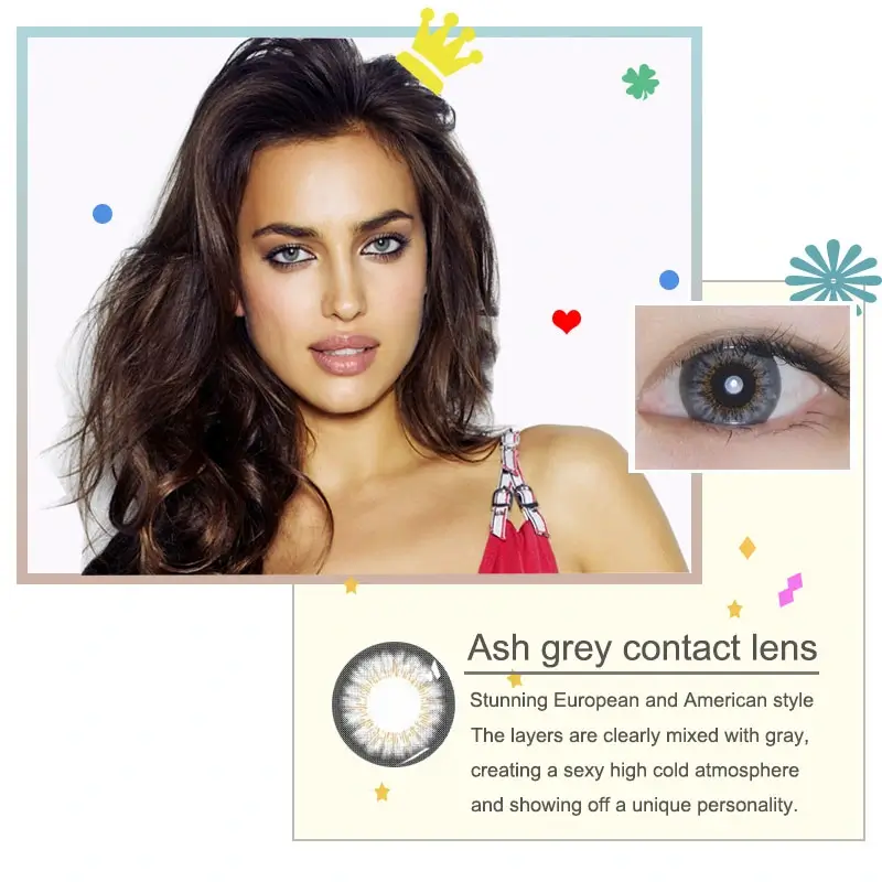 Ash grey contact lens use yearly