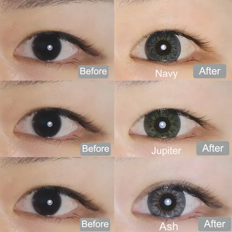 Branclear Blends contact lenses Frost series Before and after wearing