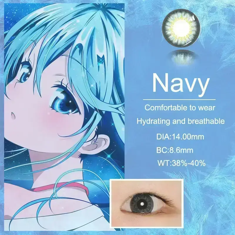Navy blue contact lenses show detail