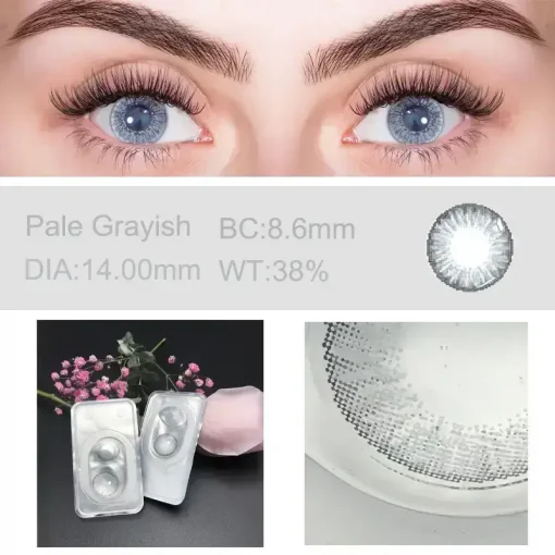 Pale Grayish colored contact lenses characteristic