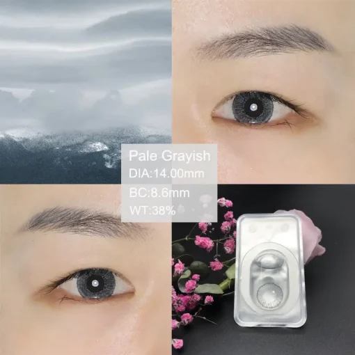 Pale Grayish colored contact lenses color show