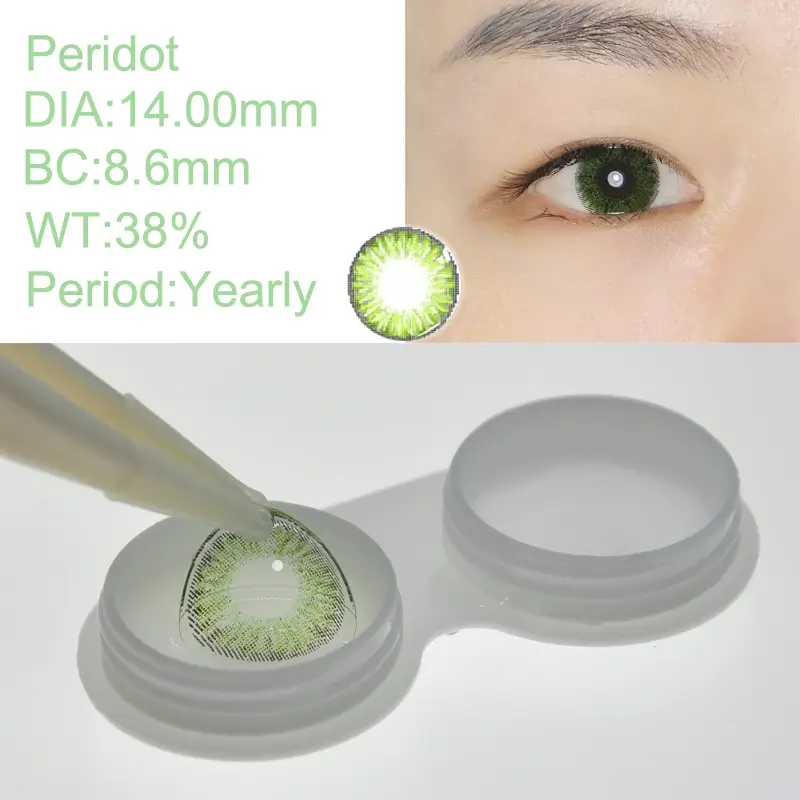Peridot green contact lenses Real shot