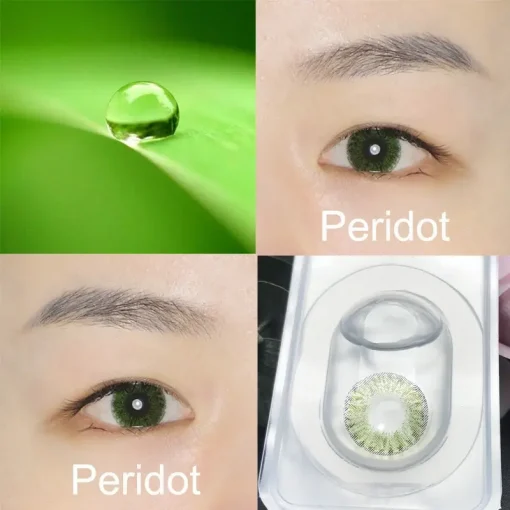 Peridot green contact lenses color show