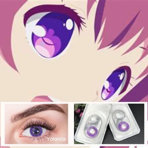 wearing violet contact lenses for the first time